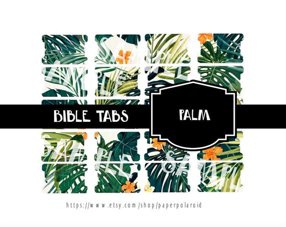 DIGITAL Bible tabs, palm leaves bible journaling, printable bible tabs, books of the bible, bible labels, bible study, summer, blank tabs Il_570xn