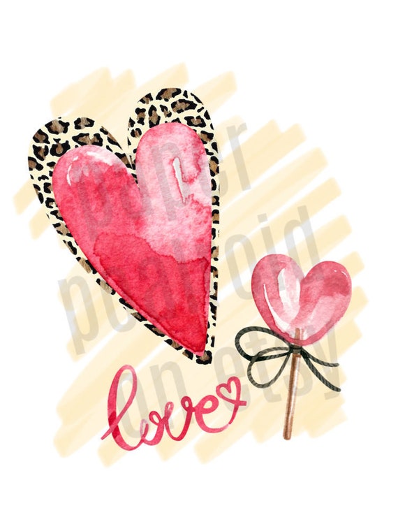 Cheeta print Valentine Sublimation PNG Design | hearts | brush stroke | Hand Drawn | Digital Download | Printable Art, cute kids tee Il_570xn