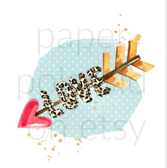 Cheeta print Valentine arrow of love Sublimation PNG Design | hearts | brush stroke | Digital Download | Printable Art, cute kids tee Il_570xn