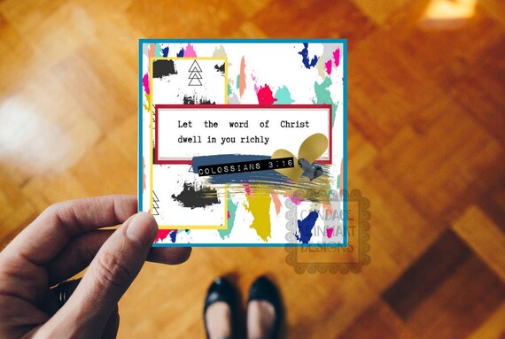 Colossians scripture Card,let the Word dwell greeting Card, Printable Card, Greeting Card Digital, decopauge Card, 5x5 Card, stamping layers Il_570xn