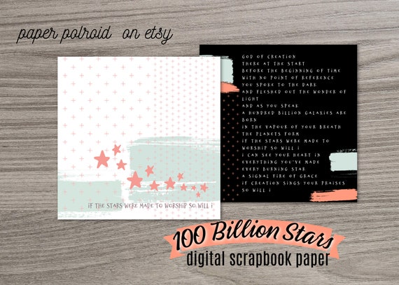 100 billion stars song Bible Scrapbook paper, Bookmark, download, bible girl pray ,planner easy, 12x12 scripture paper, journaling scrap Il_570xn