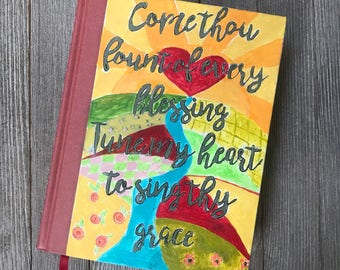 Hand Painted Bible. Come thou fount. NKJV Beautiful Word Bible, hardcover. Red