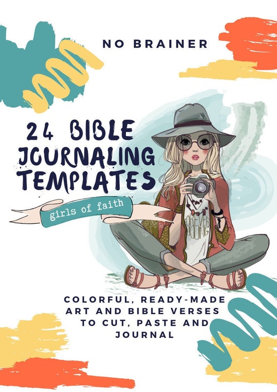Girl Bible page BIG BUNDLE. 24 Bible Journaling templates, Bookmark,Tracers, clip art, download, bible girl pray big, girl watercolor, easy Il_570xn