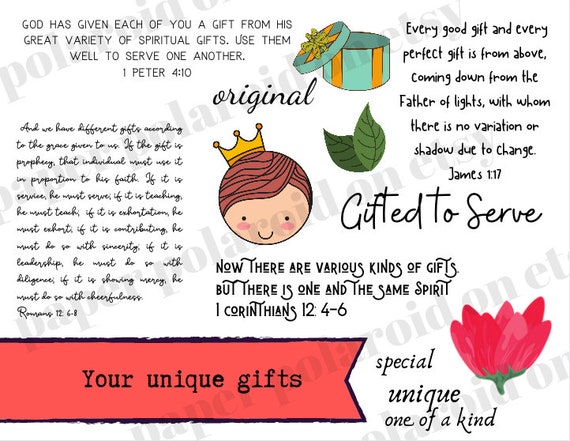 Gifted to serve/ Topical verses Bible page kit. Prayer Journaling planner Printable Margin Strips, Bookmark,Tracers, clip art, gifted Il_570xn