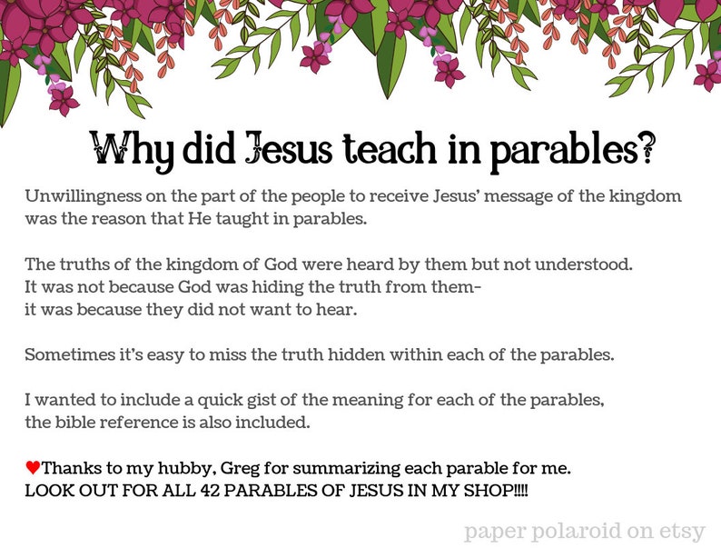 Parables of Jesus Printable Digital Download Hand-drawn kids | Etsy