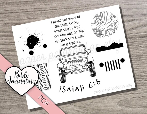 Bible page kit. Send me Journaling Printable Margin Strips, easy Tracers, clip art,download, Scripture Digital it's a jeep thing, I will go Il_570xn