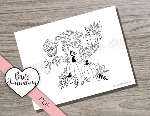 Bible page kit. Pumpkin spice and Jesus Christ Autumn harvest Journaling Printable Margin Strips, easy Tracer, clip art,download, latte Il_570xn