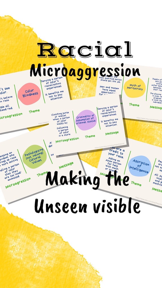 Racial microaggression awareness cards, Self-Help cards printables. Self Help Cards justice opression, mindfulness tools, racial equality Il_570xn