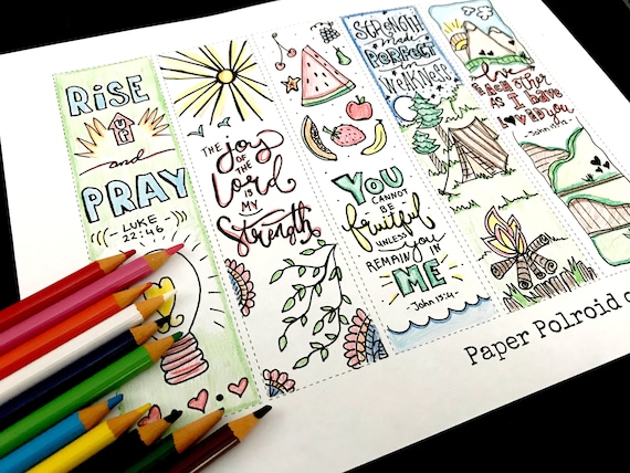 Bible Journaling Printable Margin Strips, Coloring Bible Templates, Bookmark,Tracers, clip art, download, Scripture Digital Printable Il_570xn