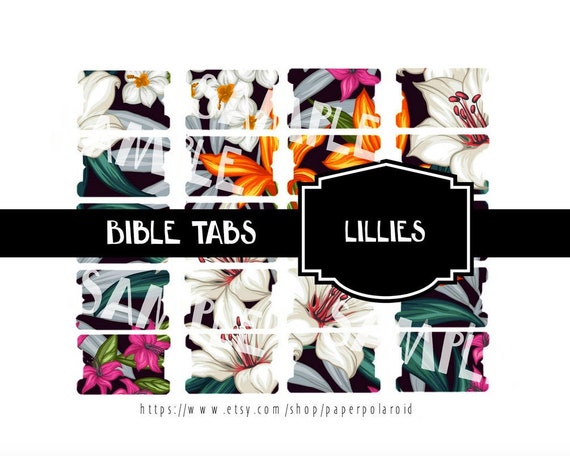 Colorful lillies of the valley digital Bible tabs, bible journaling, printable bible tabs, books of the bible, labels, study, blank tabs Il_570xn