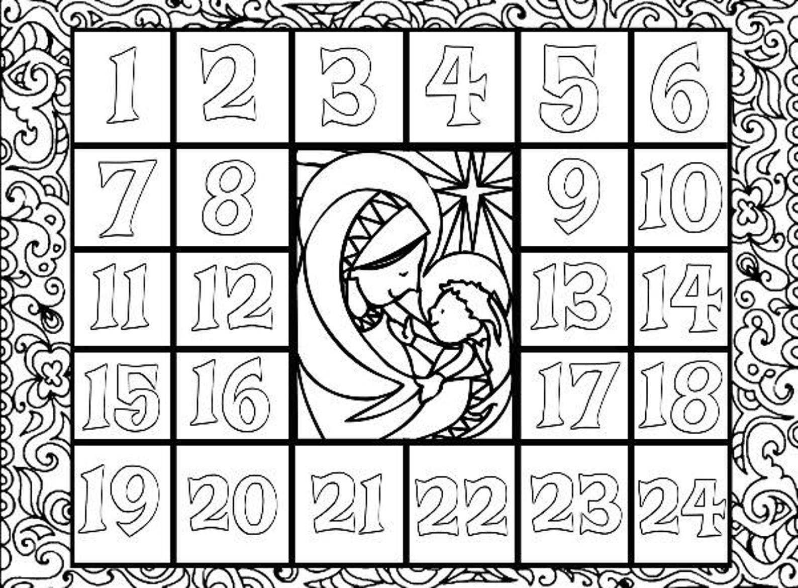 Christmas Coloring Advent Calendar Printable PDF Download Etsy