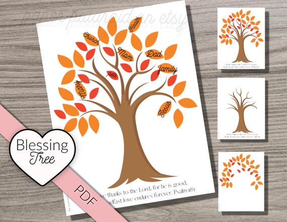 Thanksgiving activity Count Your Blessing Tree Thanksgiving Activity Printable, Fall scripture verse, Printable Thanksgiving game, thankful Il_570xn