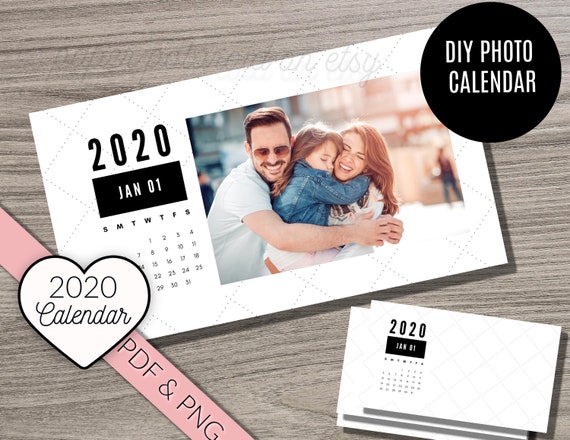 2020 Blank Calendar, DIY photo Calendar- Printable post card, planner horizontal PDF Monthly Planner Wall Calendar, PNG, gift diy idea Il_570xn