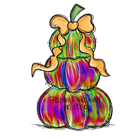 Stacked muticolored pumpkins, tie dyed Sublimation PNG Design | Hand Drawn, calligraphy, thanksgiving place settting Digital Download, cute, Il_570xn