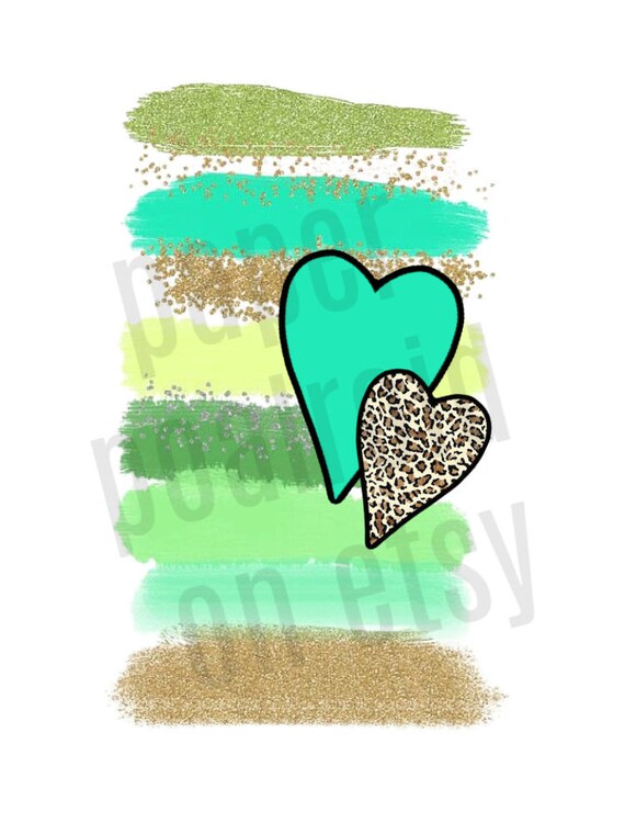 Cheeta print Valentine Sublimation PNG Design | hearts | brush stroke | Hand Drawn | Digital Download | Printable Art, glitter, kids tee Il_570xn