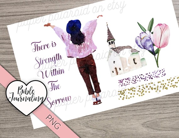 Bible page kit. Strength in the sorrow, bible study, Journaling Printable page, easy Tracers,download,Scripture, bible page, digital Il_570xn