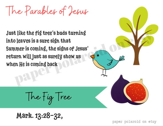 Parables of Jesus, Printable Digital Download Hand-drawn, Scripture journaling, illustrated faith, Bookmark, The fig tree, Jesus return Il_570xn
