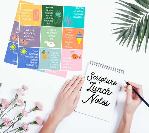 Lunch notes. Back to school. Scripture verses. INSTANT download. Scripture Digital Printable Il_570xn