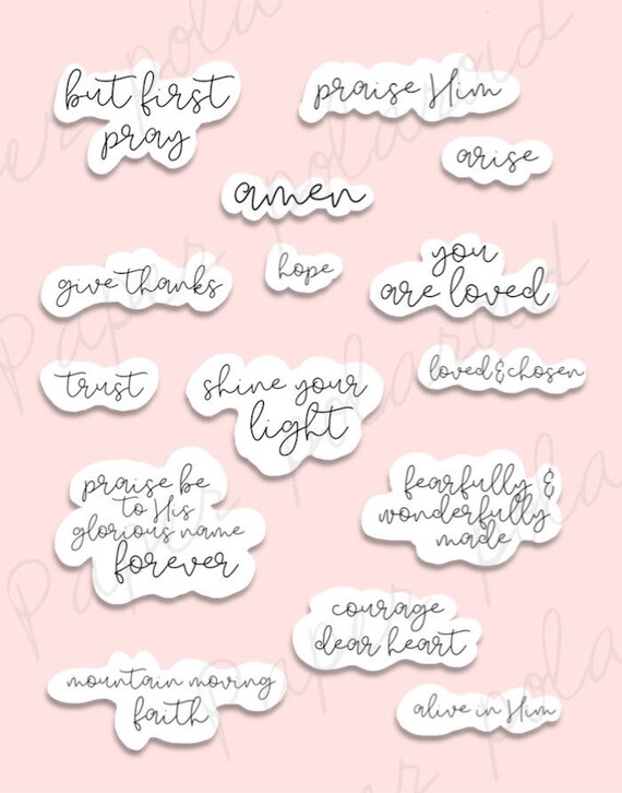 Bible words stickers. 15 Bible stickers, Digital Stickers Bible journaling, Bookmark,Tracers, clip art, download. PNG minimalist, hand drawn Il_570xn