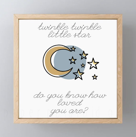 Twinkle twinkle nursery prints, nursery decor, neutral wall art, gender neutral , moon and stars, baby room prints, grey star print simple Il_570xn