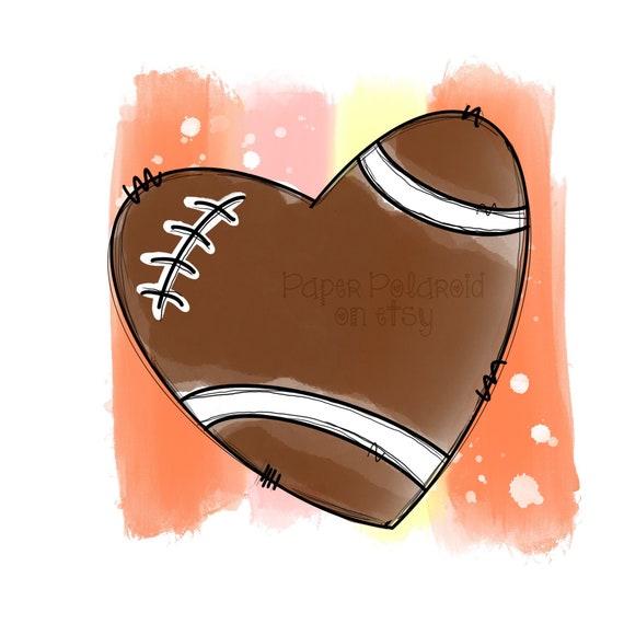 Heart shaped football Sublimation PNG Design | Hand Drawn, fall and football | Digital Download | Hand painted mom tee design, fall, baller Il_570xn