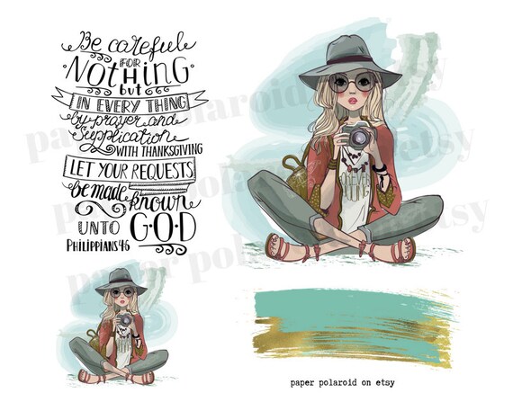 Girl and camera Bible page kit. Bible Journaling faith not by sight, Bookmark, drawing, clip art, download, bible girl faith, watercolor Il_570xn