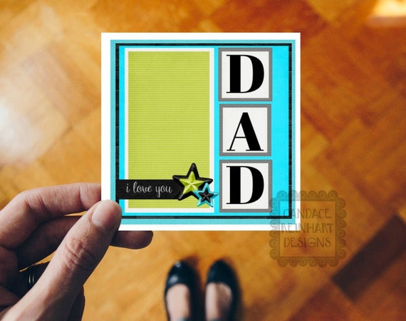 Father's day handmade card Hand stamped printable card Card, Printable Card, Greeting Card Digital, decopage Card, 5x5 Card stamping layers Il_570xn