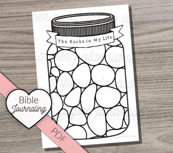 Jar of the rocks in my life, Journaling Printable Margin Strips, easy Tracers, clip art,download,Scripture Digital, Remembrance stones, Il_570xn