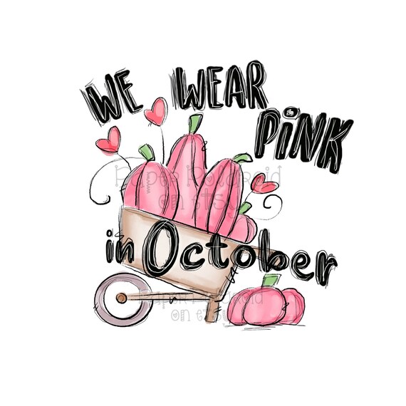 In October we wear Pink, fight like a girl, cancer awareness, support, kick cancers butt, pink pumpkins, october awareness, run, team shirts Il_570xn