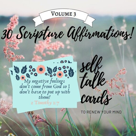 Self talk cards. 30 more Affirmation cards printables. Bible verse, memory verse printables. Scripture encouragement. Positive thinking. Il_570xn