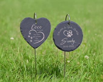 Personalized Pet Loss Garden Stone, Custom Engraved Dog or Cat Memorial Garden Stone Sign, Pet Grave Marker with Stake, Outdoor Grave Plaque