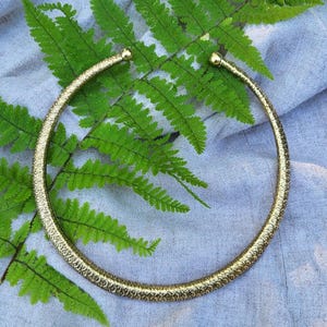Brass Torc Necklace - Scales Pattern - Handmade in the USA