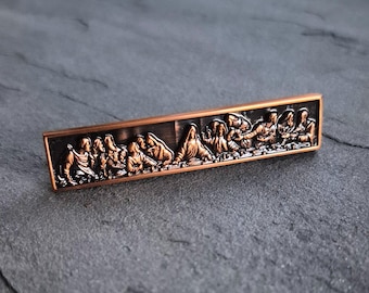 The Last Supper Tie Clip in Solid Brass with Copper Patina | Limited Edition Mens Tie Bar | Golden Relic