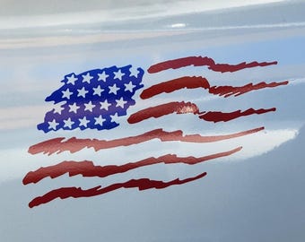Brush Stroke American Flag Decal Set | USA Vinyl Sticker Pair, UV Protected