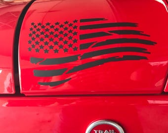 Distressed Waving American Flag Decal | USA Vinyl Sticker for Truck Car