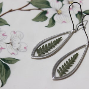 Real Fern Earrings, Nature Jewelry, Fern Leaves, Gifts for Her, Resin Earrings, Pressed Flowers, Woodland Earrings, Botanical Jewelry