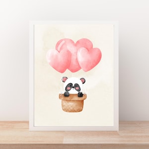 Panda Hot Air Balloon Nursery Print: Watercolor Animal Art (Digital Download)