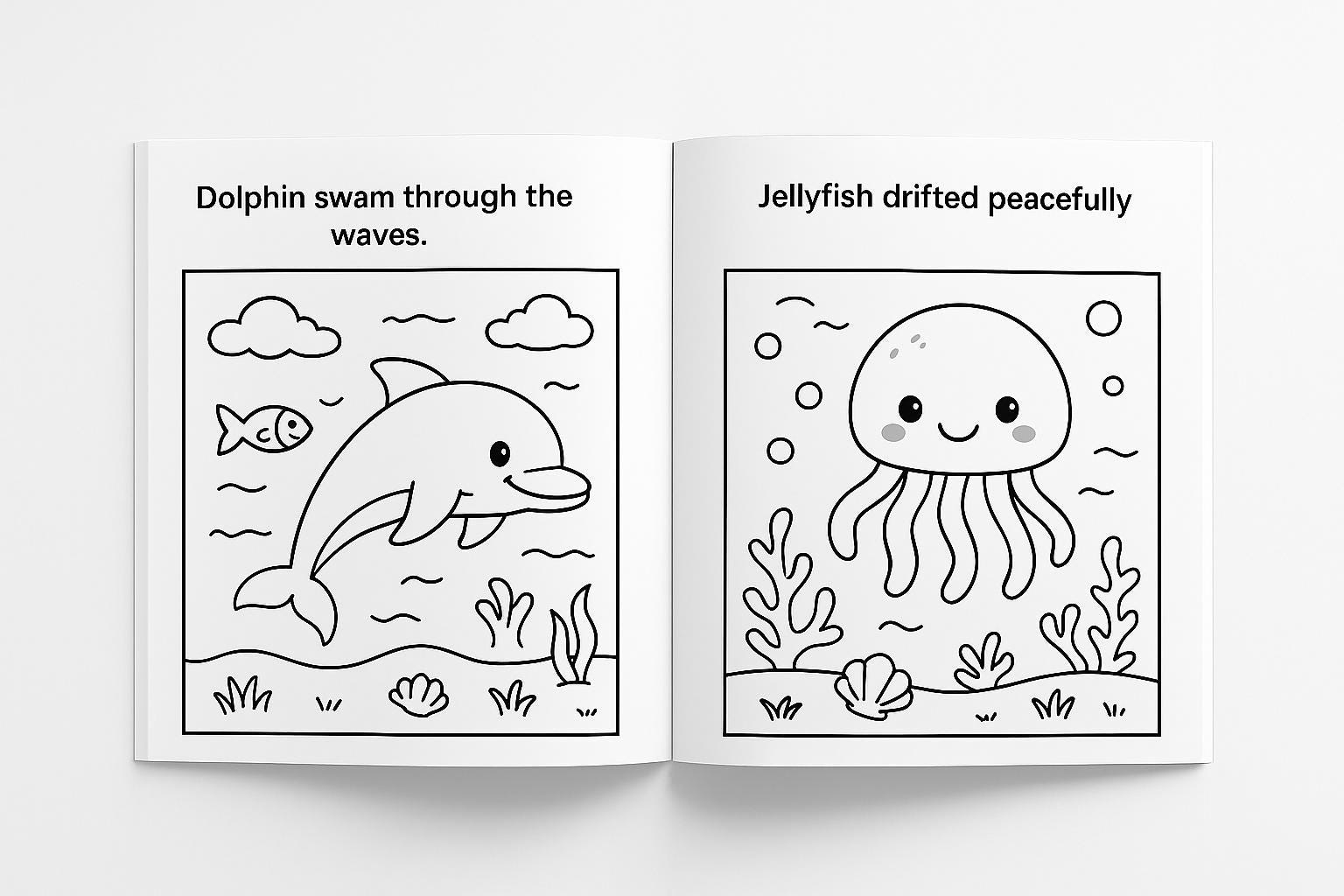 Ocean Animals Coloring Book – 20 Cute Sea Animal Pages, Kawaii ...