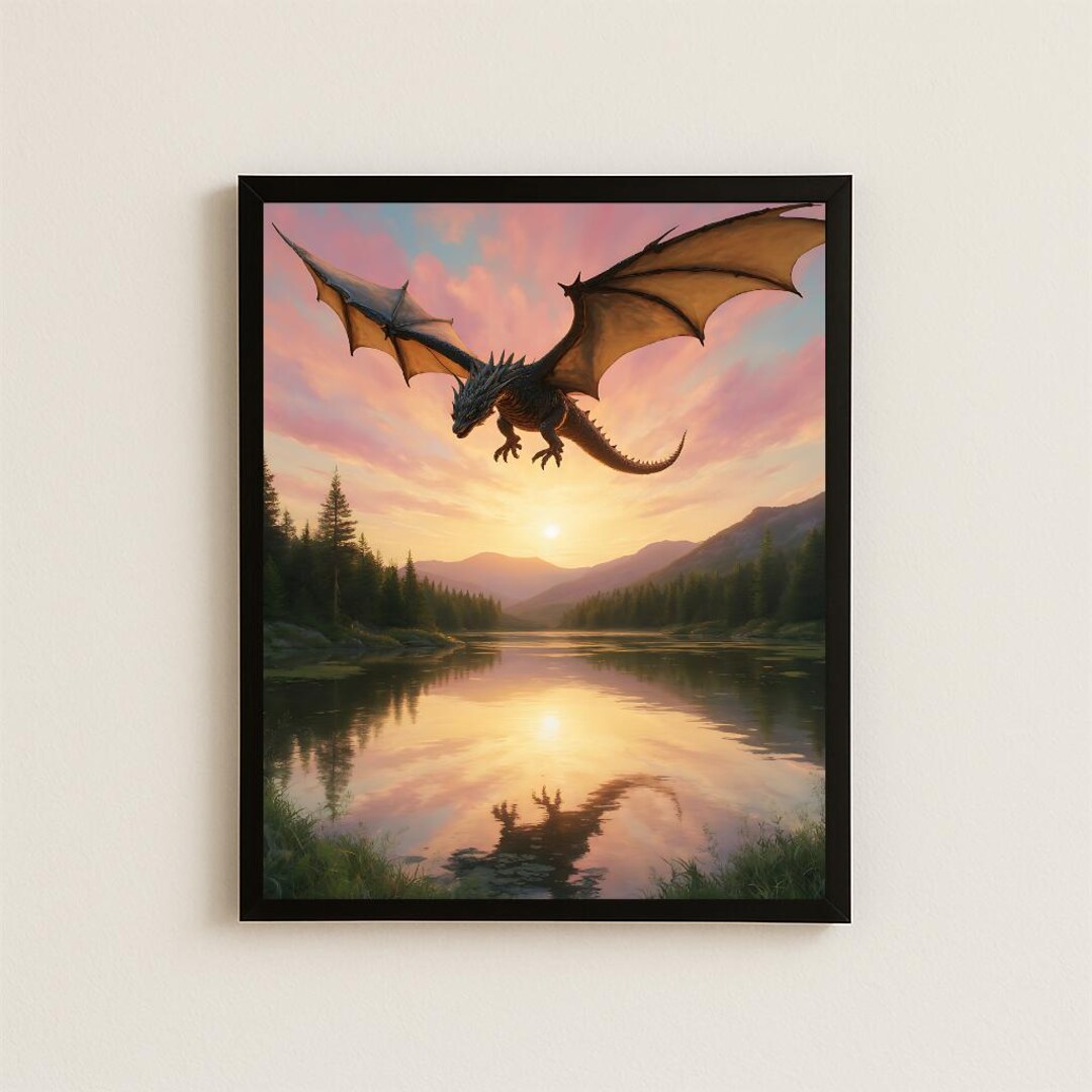 Fantasy Dragon Wall Art, Printable Poster, Digital Download, Magical ...