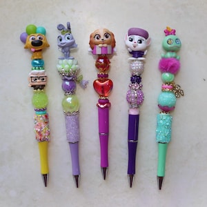 Disney Characters Beaded Pen | Handmade Beaded Disney Pens | Cute Disney Stationary Gift | Disney Fan Supplies | Handmade Doorables Bead Pen