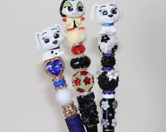 101 Dalmatians Beaded Pen | Handmade Beaded Disney Pens | Cute Disney Stationary Gift | Disney Fan Supplies | Handmade Doorables Bead Pen
