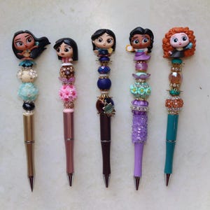 Disney Characters Beaded Pen | Handmade Beaded Disney Pens | Cute Disney Stationary Gift | Disney Fan Supplies | Handmade Doorables Bead Pen