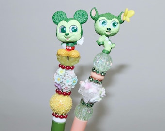 Bolígrafo con cuentas de personajes Disney / Bolígrafos Disney con cuentas hechos a mano / Regalo de papelería Disney adorable / Artículos para fans de Disney / Bolígrafo con cuentas hecho a mano Doorables