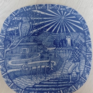 Rörstrand Julen 1977 Christmas Plate – Blue & White Swedish Porcelain – Collector’s Edition