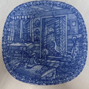 Rörstrand Julen 1973 Christmas Plate – Blue & White Swedish Porcelain – Collector’s Edition