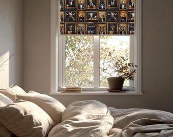 Vintage Animal Portrait Roller Blind, Gentleman Animals Curtain, Classic Wall Art Window Shade