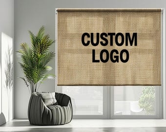 Estor enrollable opaco con logotipo personalizado - Cortina personalizada para negocios - Decoración para ventanas de oficina
