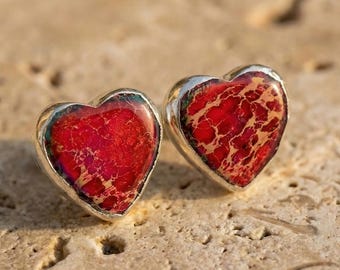 Oorbellen met hartjes van rode jaspis – een romantisch Valentijnscadeau voor haar