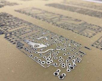 Large 13x19 Vintage Silver Beige PCB Circuit Board