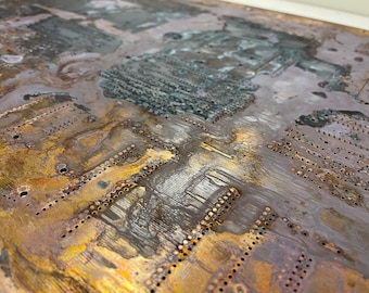 Patina 14x21 80s Copper Circuit Board PCB